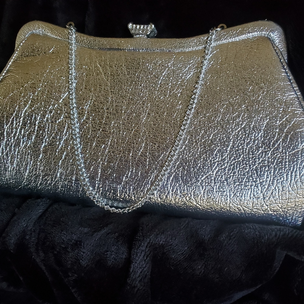 Medium Silver Snap Clutch